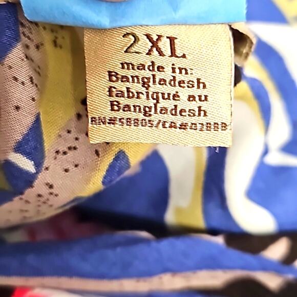 Island Passport Mens Hawaiian Floral Multi Color Button Down Collar Shirt Sz 2XL - Picture 7 of 9